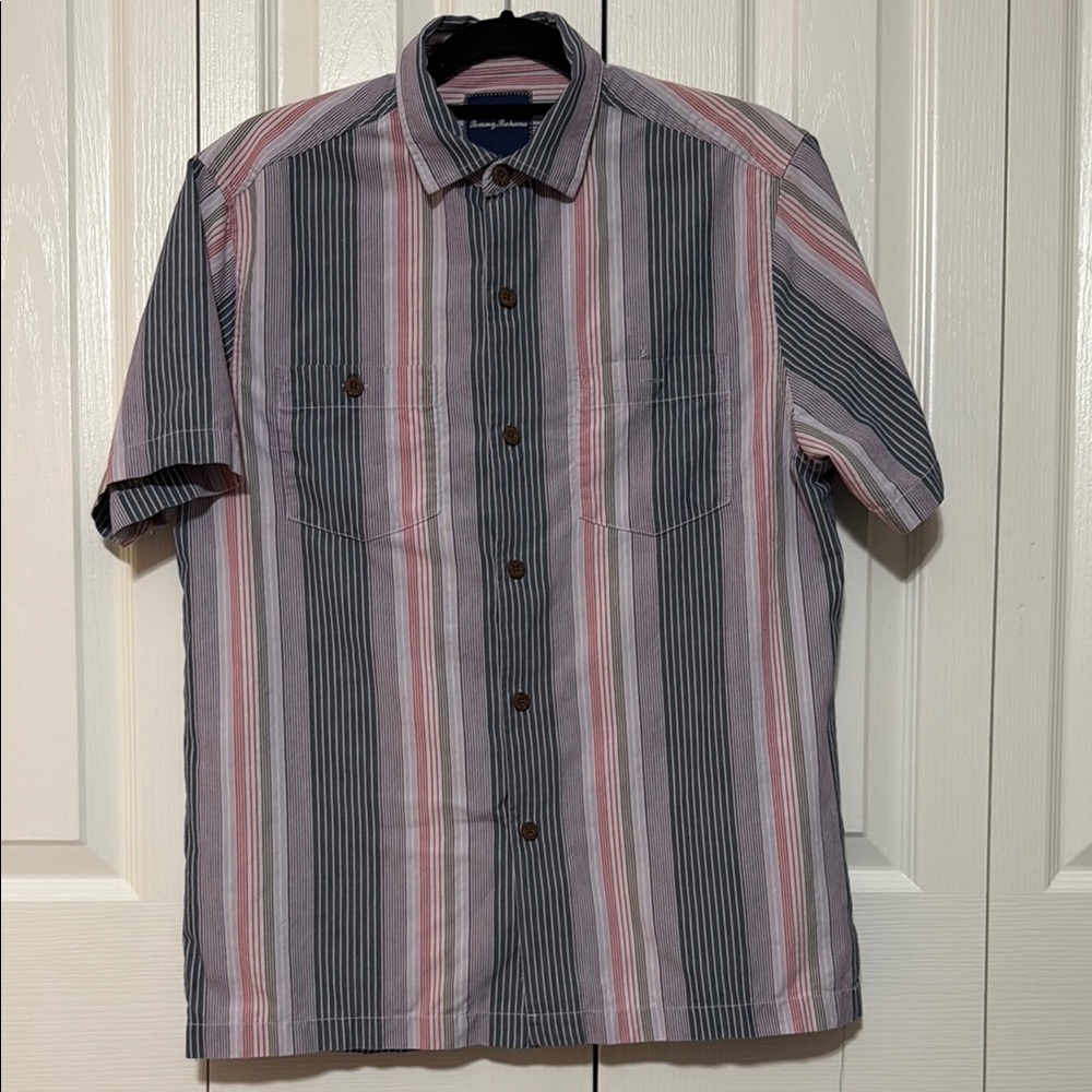 Tommy Bahama Men’s SZ S/P Striped Short Sleeve Casual Button Down Shirt